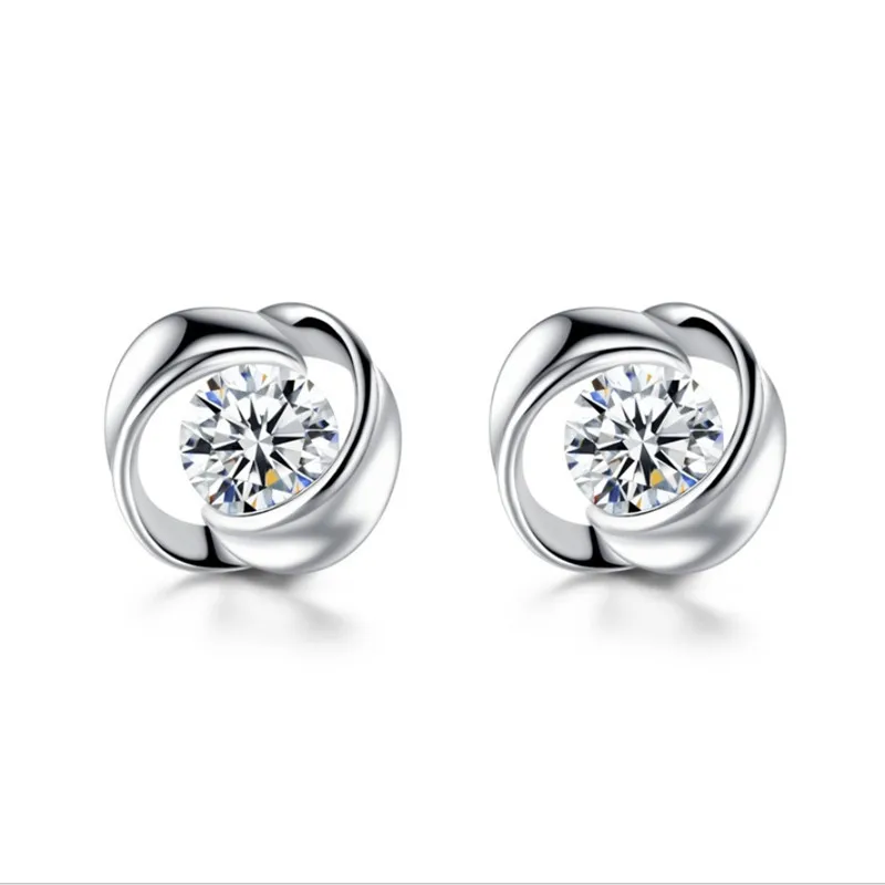 Женские серьги гвоздики со счастливым клевером из серебра 925