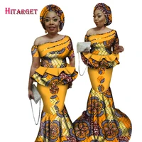 stock size low price bazin riche african print kanga clothing 2 piece set with headtie wy2526