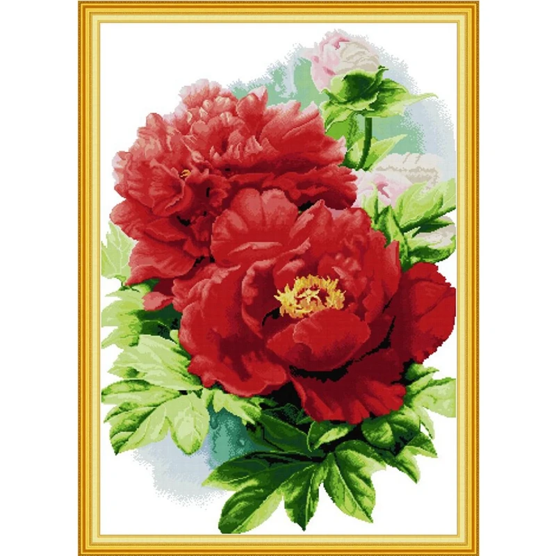 

Peony blooming with wealth cross stitch kit aida 14ct 11ct count print canvas cross stitches needlework embroidery DIY handmad