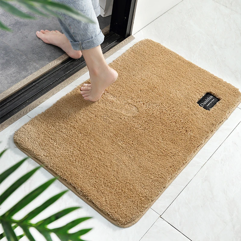 

New Simplicity Solid Color Bath Mat Thicken Soft Bathroom Rug Anti-slip Quickly Absorb Water Household Floor Carpet Foot Pad
