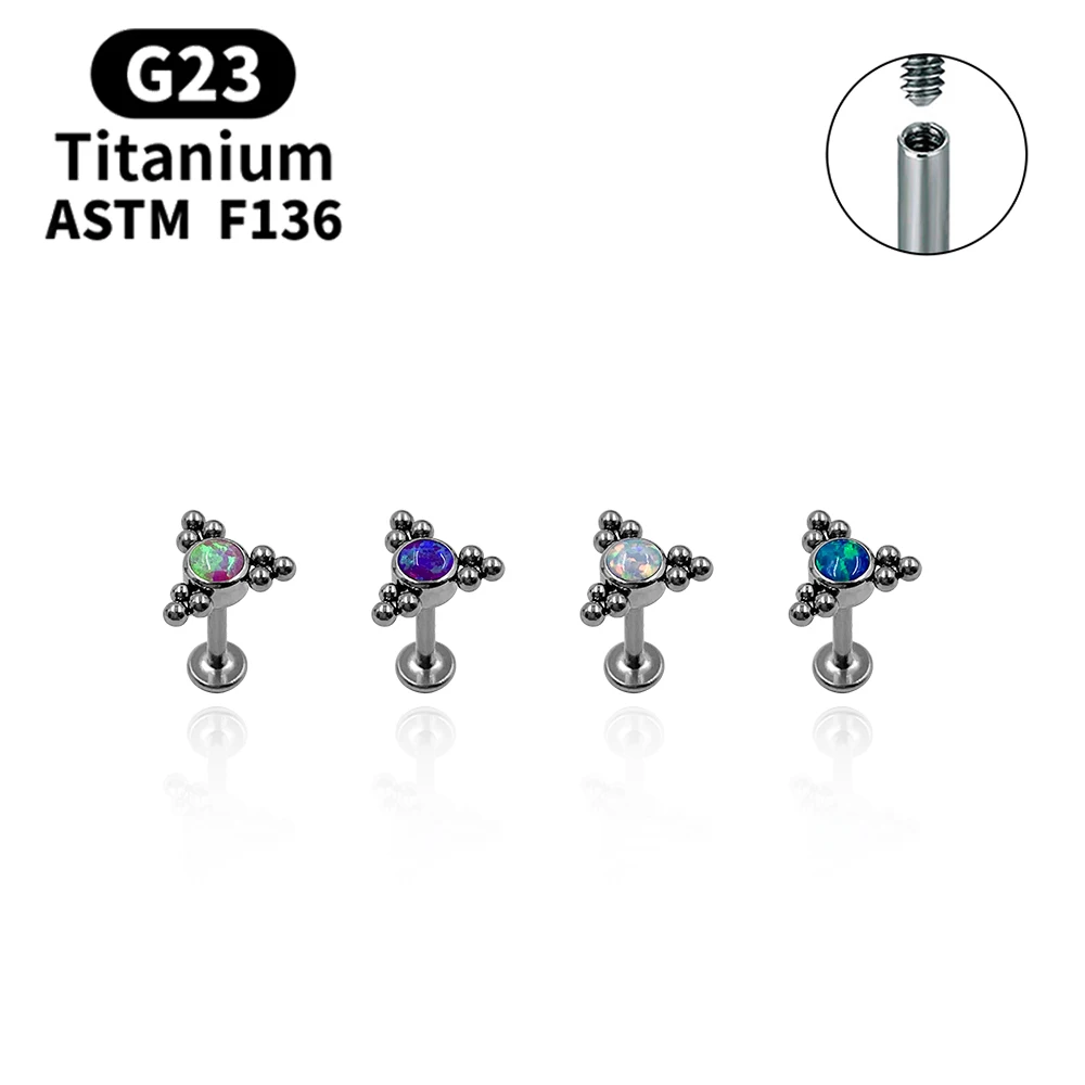 

2021 Fashion Opal Stud Earrings G23 Titanium Metal Cartilage Lip Stud Earrings Hollow Sexy Lady Body Decoration Hollow Jewelry
