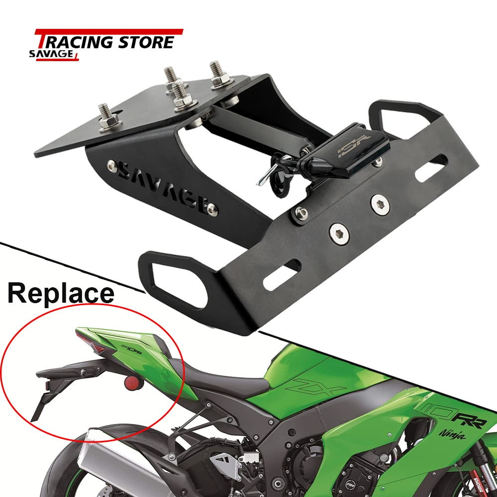 

ZX10R ZX10RR License Plate Holder For KAWASAKI ZX 10R 10RR 2017-2022 Motorcycle Bracket Tail Tidy Mount Rear Fender Eliminator