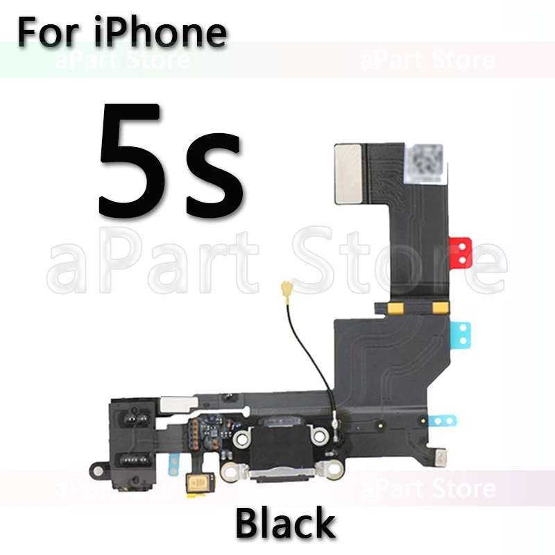 OEM USB порт зарядное устройство док-станция зарядный гибкий кабель для iPhone 5S, SE 5 6 6s плюс док-разъем с микрофоном Flex - Цвет: For iPhone 5s Black
