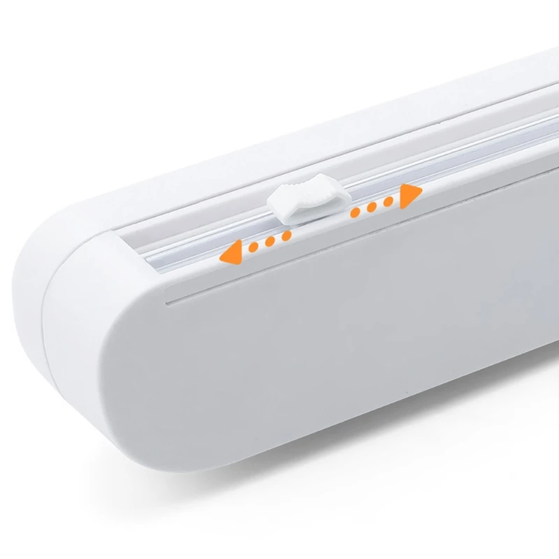 

Wall Mounted Cling Film Foil Sharp Slide Cutter with Suction Cup Plastic Refillable Food Wrap Dispenser Holder Box