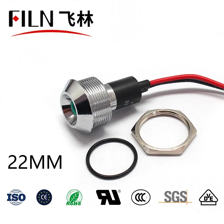 FILN Metal 22mm Mounting Size Wired Terminal Indicator Light 12v 24v 110v 220v LED indicator light | Лампы и освещение