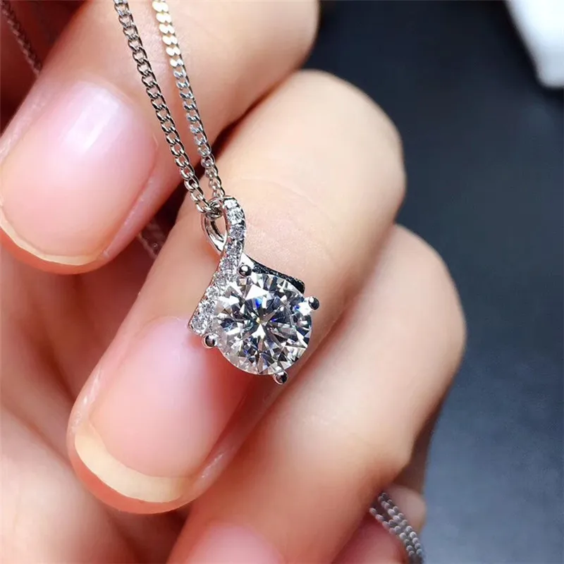 LeeChee Moissanite подвеска 1CT 6 5 мм VVS Lab бриллиантовое ожерелье для подруги подарок на