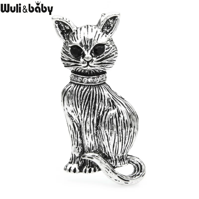 Винтажная броши кошки Wuli & baby в виде черных глаз для женщин Классическая