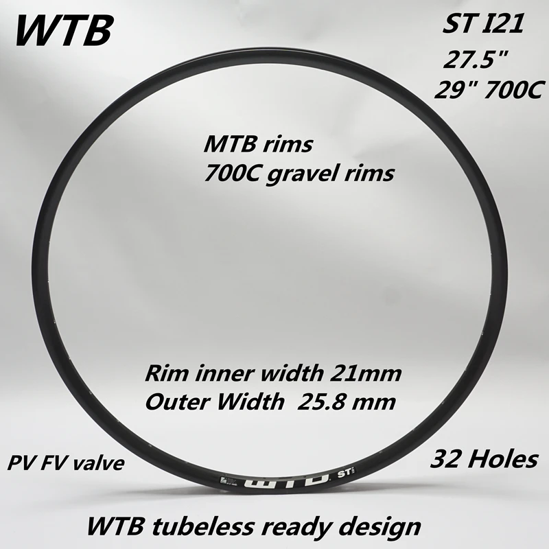 WTB NEW ST I21 I23 I30 TCS 2.0 MTB Mountain Gravel Bike Alloy Rims 700C 32 Holes Tubeless Ready PV FV Valve | Спорт и развлечения