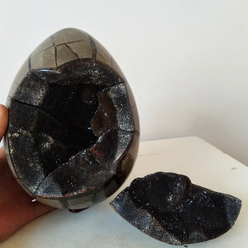 Гигантский натуральный жеод кристаллы яйцо Septarian камень Дракон яйца Идеальный