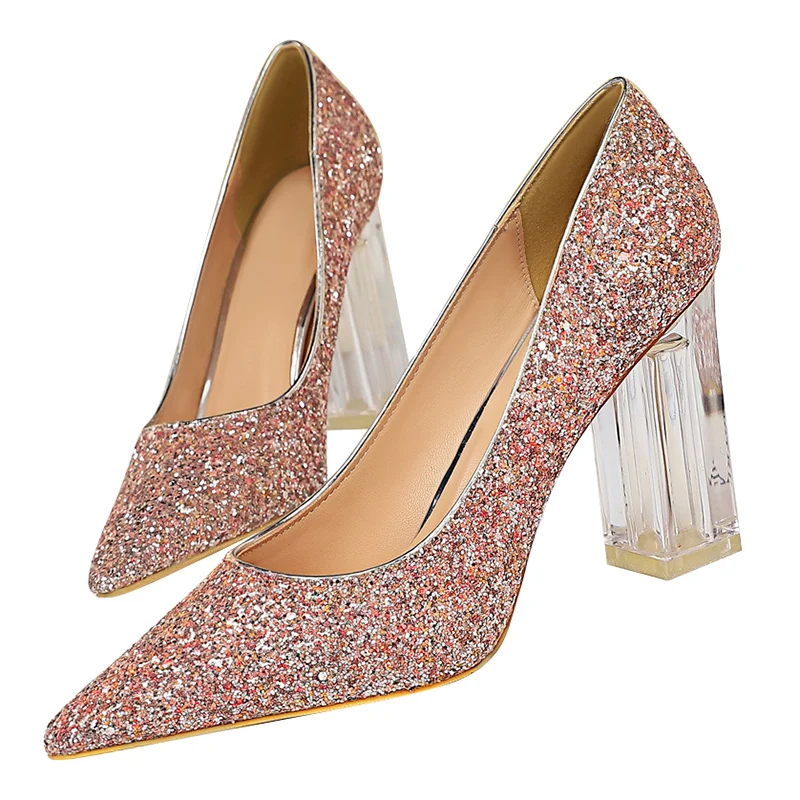 2020 размера плюс женские блестящие туфли лодочки на высоком каблуке 10 см цвет