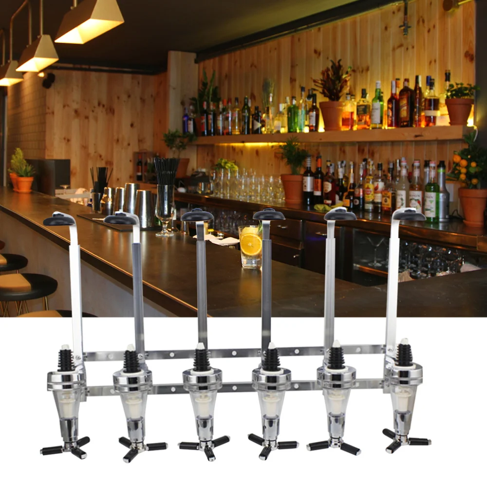 

4 Track Aluminium Alloy Beverage Drink Dispenser Bottle Stand Drinks Dispenser Cocktail Dispenser Machine (Silver)