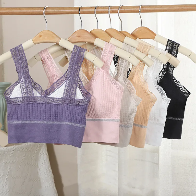 

2022 New Style Lace Sling Beauty Back Thread Wrapped Chest Silk Protein Vest All-match Underwear Gather Tube Top Bra Sports Bra