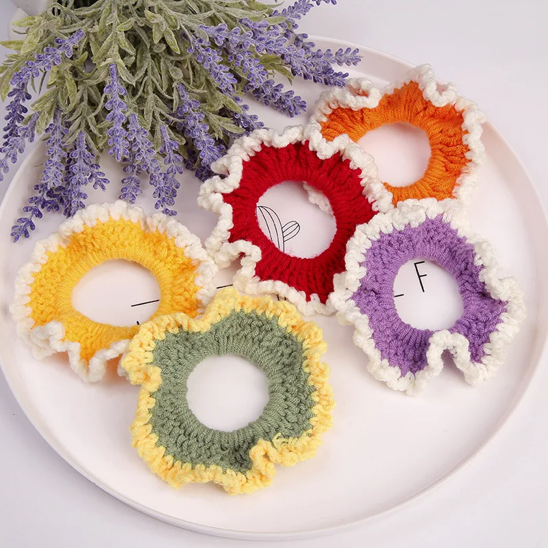 Новые резинки для волос Осенние Теплые мягкие шерстяные женщин и девочек