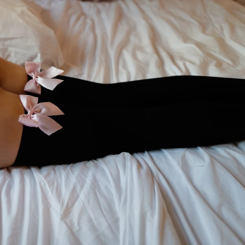 

Sexy Pink Bow Women's Socks Remain Above Thick Mangueira Thick Socks. Ladies Candy Socks Pantyhose Arc.2