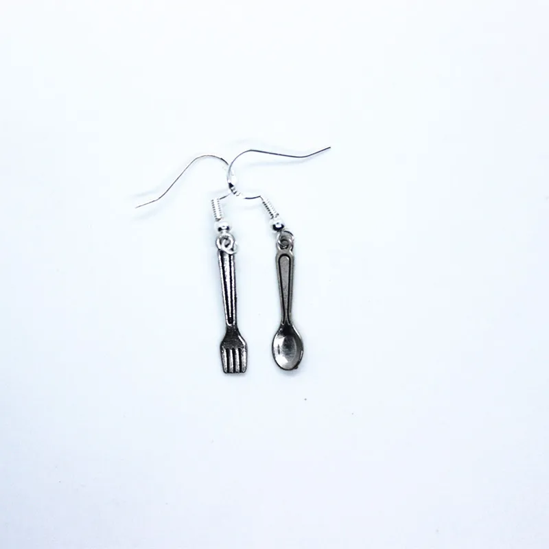 Забавный нож вилка ложка посуда гипоаллергенные серьги Женская мода креативные
