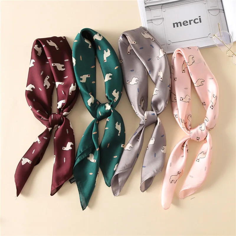 

Animal Print Bag Scarf Neck Tie Foulard Women Hair Scarves Silk Square Head Band Accessories Kerchief Bandana Shawls 2020 New