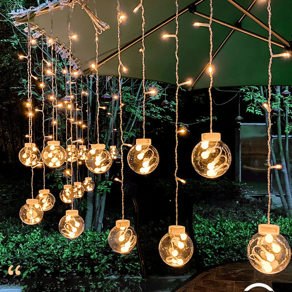 

Solar Curtain Lights Led Lanterns Flashing String Lamps Stars Wishing Ball Lights Outdoor Courtyard Holiday Decoration Lamps