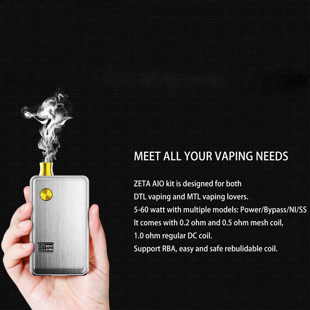 Новейший комплект ThinkVape ZETA AIO 60 Вт Pod питание от одного аккумулятора 18650 для бака 3