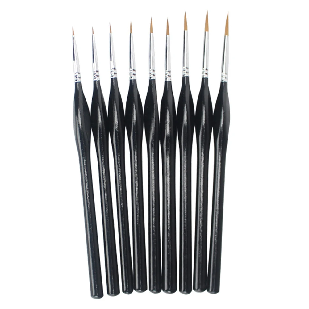 

9pcs Extra Fine Tip Accessories Paint Brush Set Drawing Tool Cartoon Miniature Model Detail Liner Professional Pointed Learning