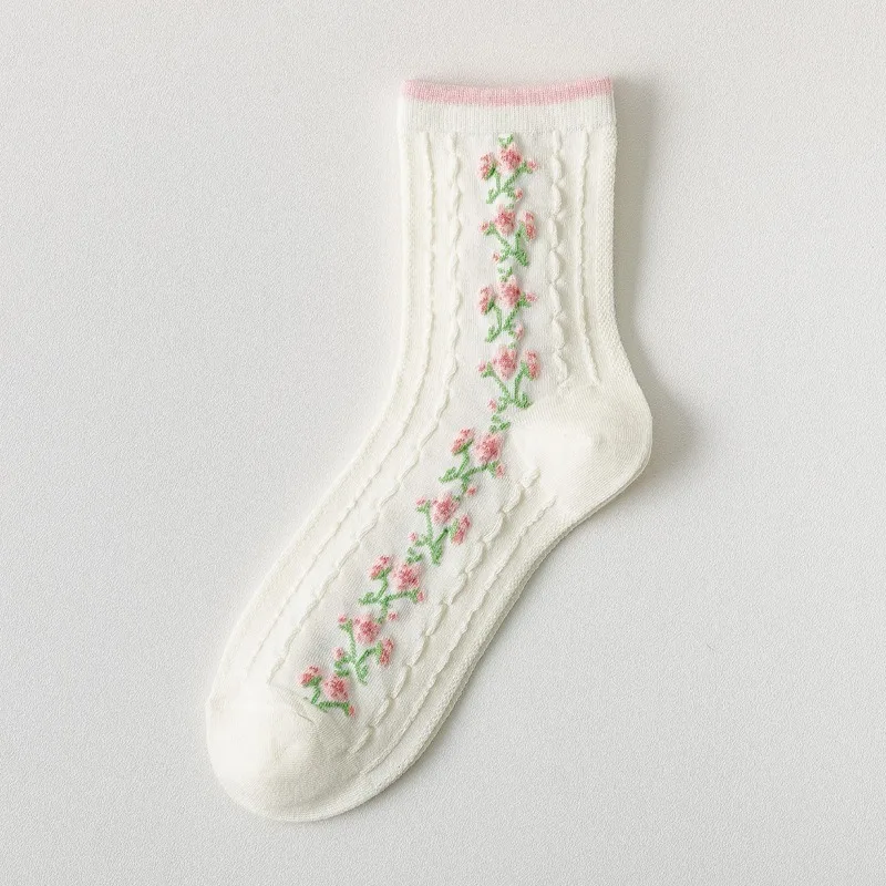 

Cartoon Socks Women Flowers Cotton Sock for Woman Colorful Adult Kawaii Elegant High Sox Spring Autumn Female Trendy Skarpetki