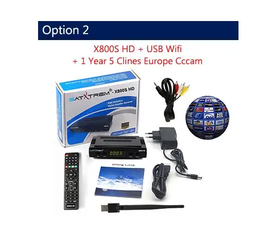 Satxtrem X800s HD ТВ ресивер DVB S2 Full HD 1080P USB WiFi с Cccam рецептором Цифровое ТВ Azamerica 4K спутниковый ресивер - Цвет: X800s with wifi