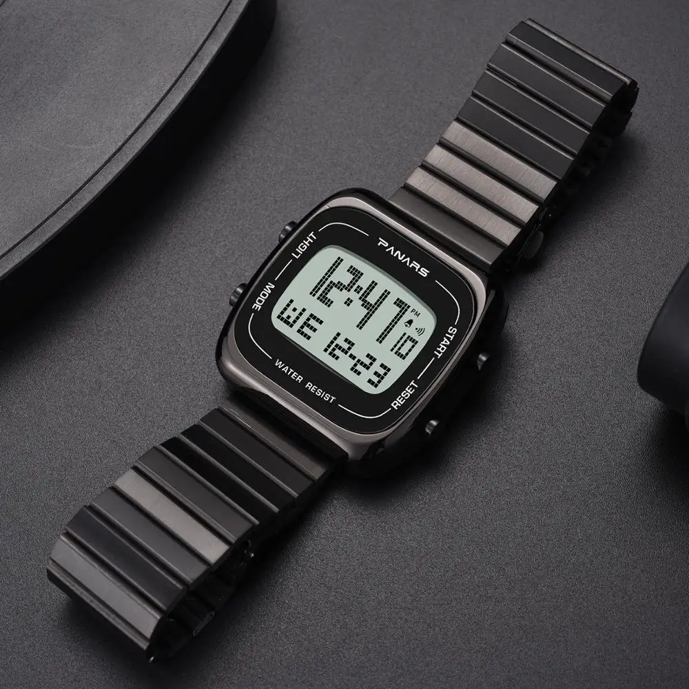 Часы PANARS мужские из нержавеющей стали Роскошные водонепроницаемые квадратные