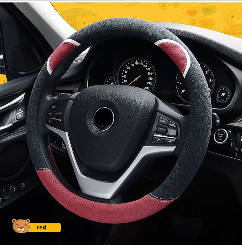 Льняная Крышка для руля cubierta volante крышка авто симпатичная ручка чехол женщин 38 см