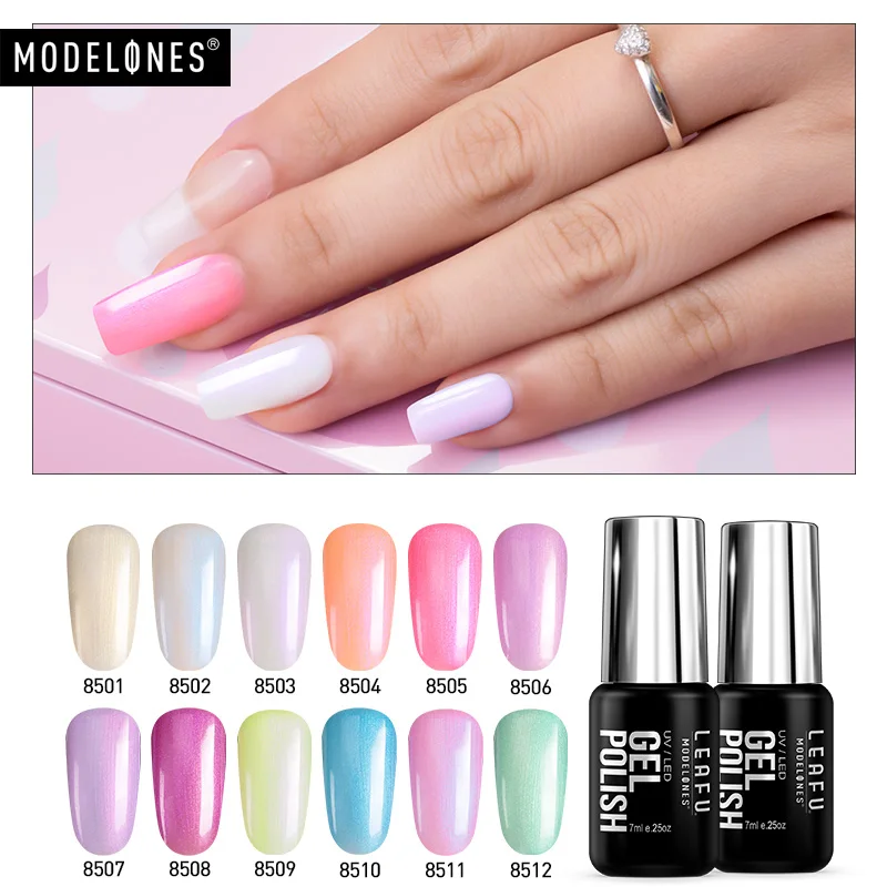 

Modelones White Color Pearl Gel Polish Soak Off Shell UV Nail gel Polish Pro Long Lasting Nail Polish Hot Gel For Christmas Gift