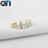 QYI Women Jewelry Engagement Ring 14K Solid Yellow Gold Moissanite Diamond For Wedding Personal Jewelry Customization