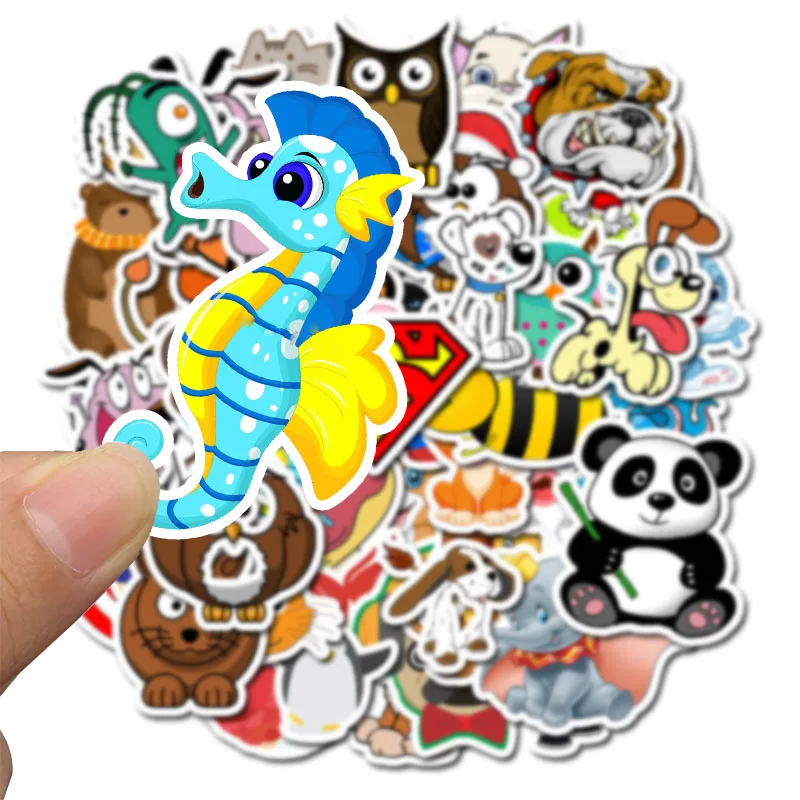 

50 PCS PVC Cute animals Stickers DIY Skateboard Laptop Graffiti Motorcycle Decorative Sticker Car Sticker Vinyl Decals
