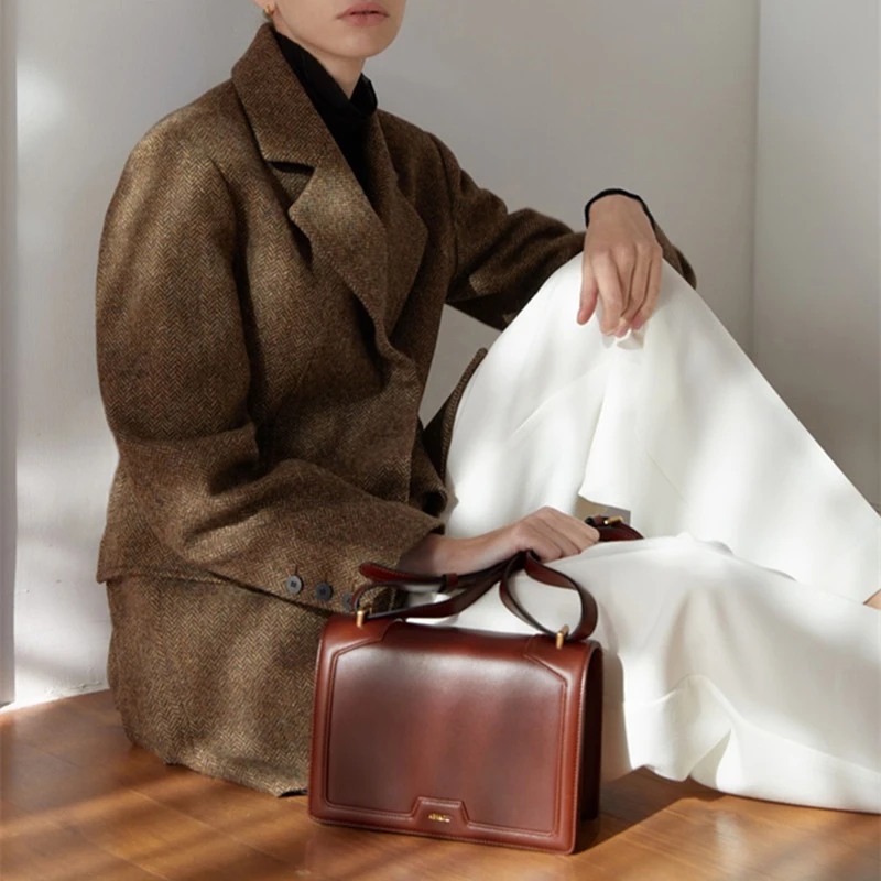 

Red Luxury Leather Handbags OL Commute Bag Solid Small Square Bag Shoulder Bags For Women 2020 Womens Messenger Crossbody Bags