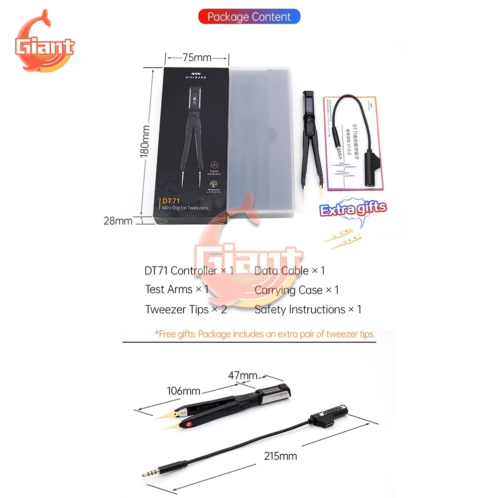 

Portable DT71 OLED Display Multifunction Digital Smart Tweezers Signal Generator Debugging Reparing Tool for DIY Testing Voltage