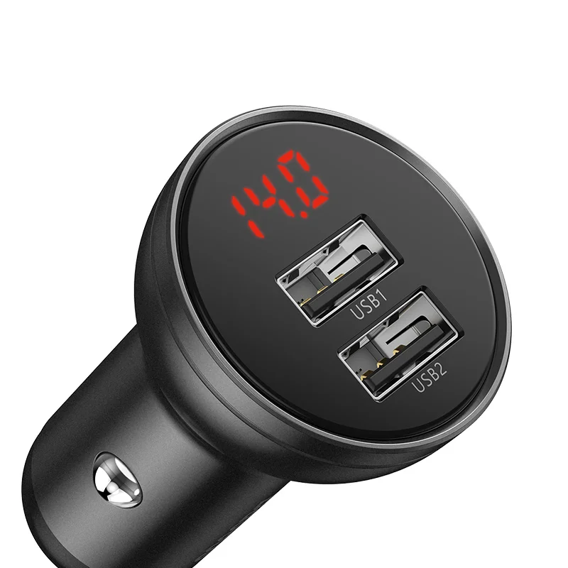 Grey Baseus Мини Автомобильное зарядное устройство Dual USB 4.8A быстрая автоматическая зарядка адаптер для iPhone11 X металлическое зарядное устройство для samsung маленькое автомобильное зарядное устройство для телефона - Тип штекера: Grey