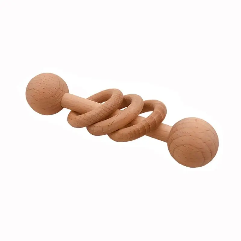 OOTDTY Organic Wood Montessori Styled Baby Rattle Perfect Grasping Teething Toy for Toddlers Natural Safety Paint | Игрушки и хобби