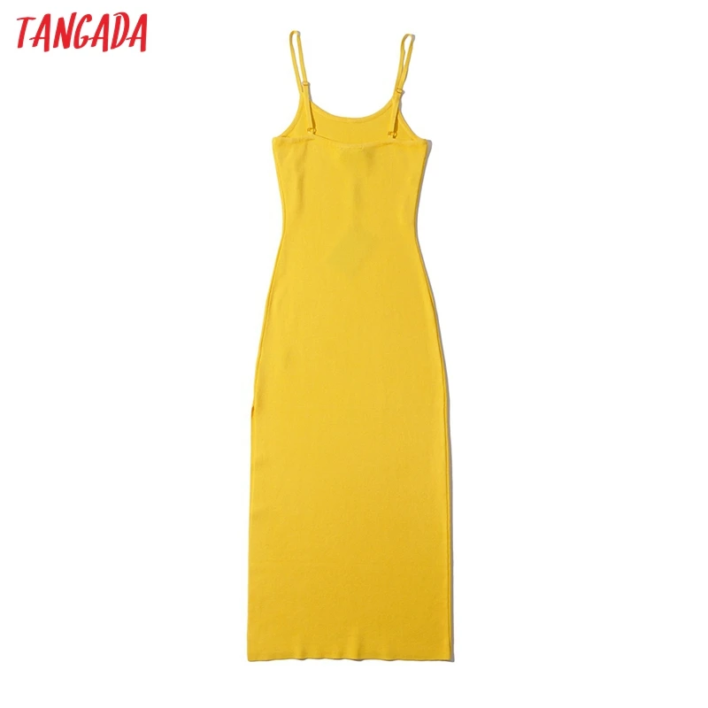 

Tangada Women Solid Color Knit Midi Dress Strap Adjust Sleeveless 2021 Fashion Lady Elegant Dresses Vestido LK17