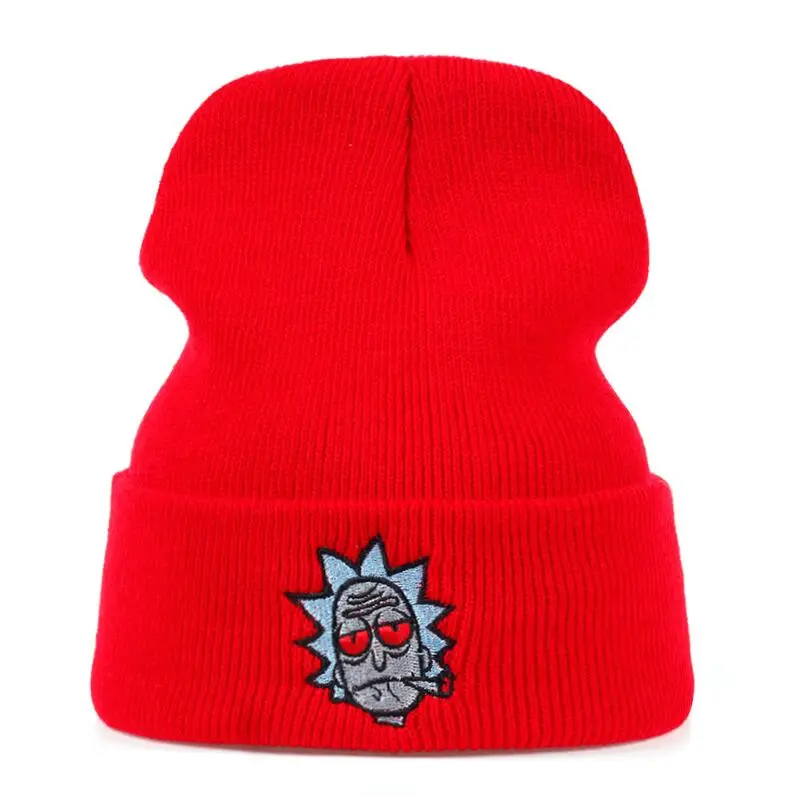 Red Rick Beanies Рик и шапка Морти эластичный бренд вышивка теплые зимние унисекс вязанные шапочки Skullies US анимация горнолыжные шапки - Цвет: Red