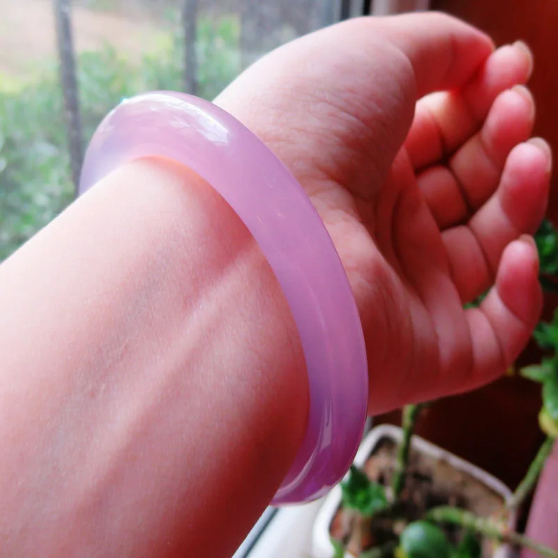

Genuine Natural Jade Bangle Purple Chalcedony Bracelet Women Healing Jewelry Violet Jades Stone Bangles For Girlfriend Mom Gifts