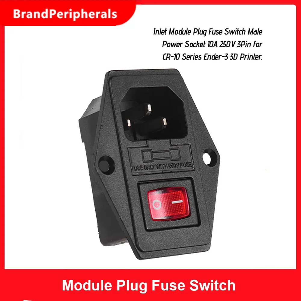 Creality 3D входной модульный Штепсель Fuse Switch Male Power Socket 10A 250V 3Pin для принтера|Детали и
