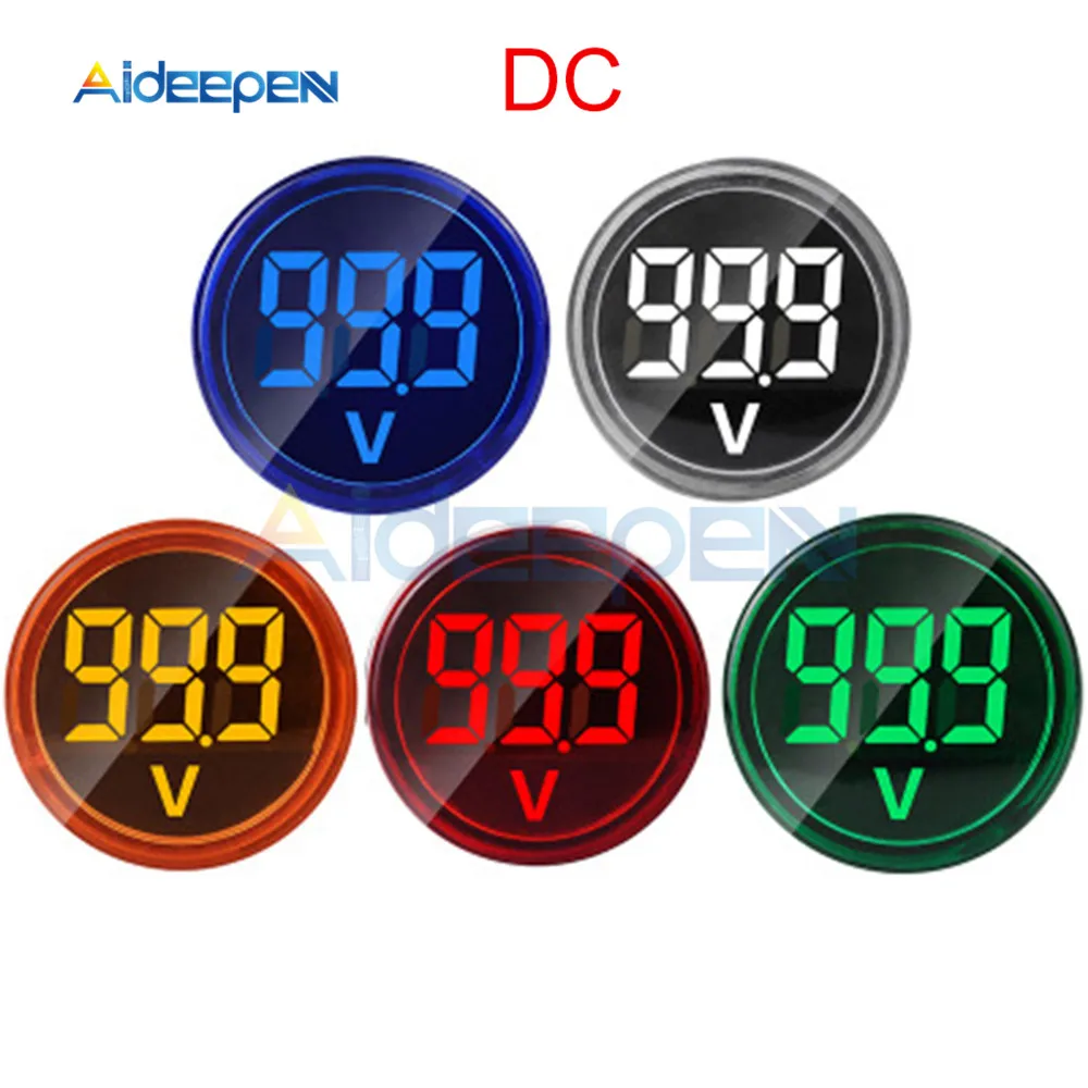 Вольтметр мини измеритель напряжения с круглым LED дисплесветильник 22 мм 6 100 В