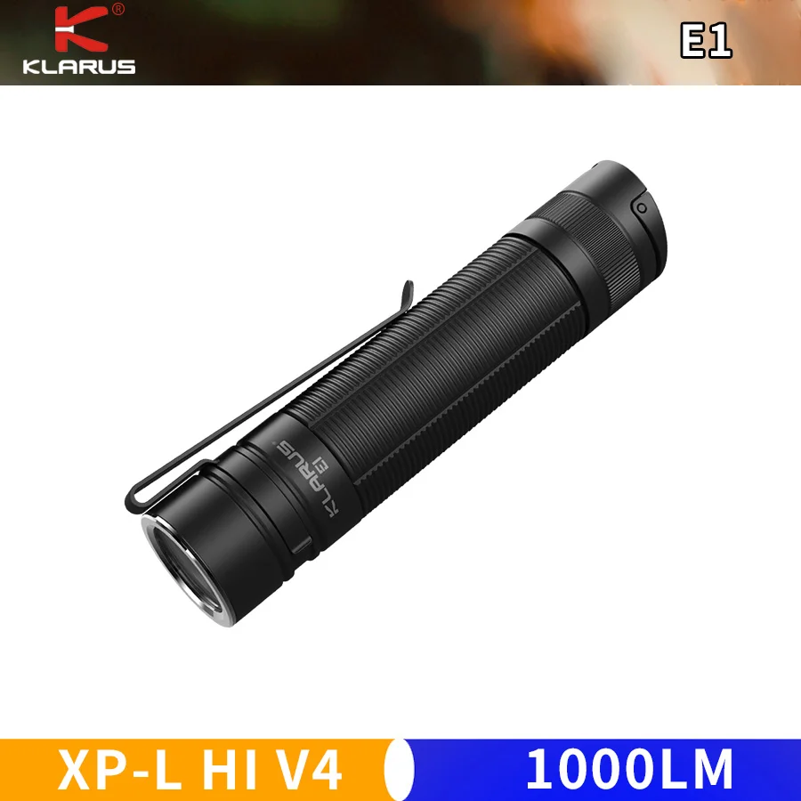 

Светодиодная вспышка Klarus E1, яркий Карманный светильник длиной 18650 лм, заряжаемый аккумулятор, карманный светильник для ежедневного использ...