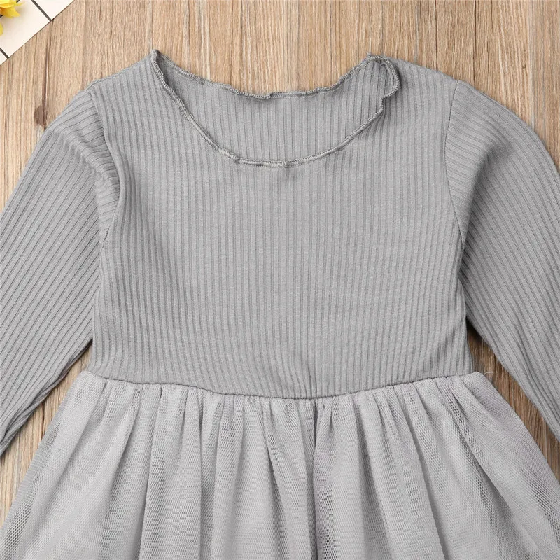 Toddler Baby Girl Knitting Cotton Cute Midi Lace Outfit Clothes Tutu Tulle Dress Long Sleeve Sweet Princess Ball Gown Dresses | Детская