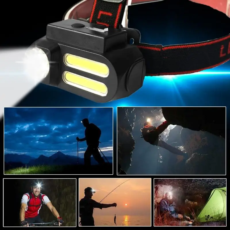 XPE Led COB Светодиодный Фонарь налобный фонарь USB перезаряжаемые фары головного светильник 18650 батарея фонарь светильник водонепроницаемый головки вспышки света светильник налобный фонарь лампа