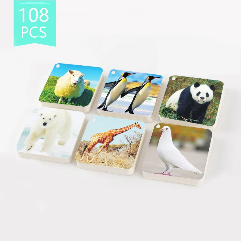 108 шт. Детские флеш-карты с животными | Игрушки и хобби