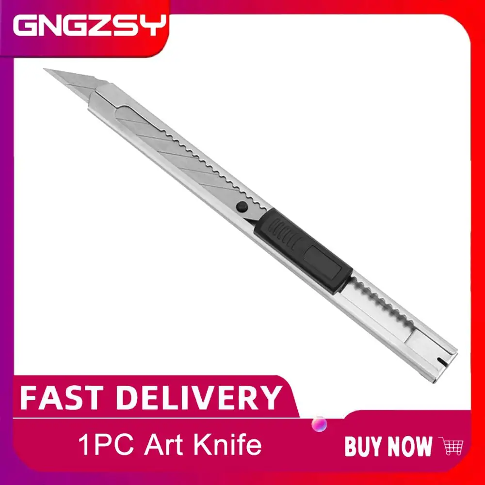 

CNGZSY Snap-Off Knife Universal Mini Auto-lock Utility Cutter With Stainless Steel 30 Degree Blade Paper Vinyl Sticker Tools E02