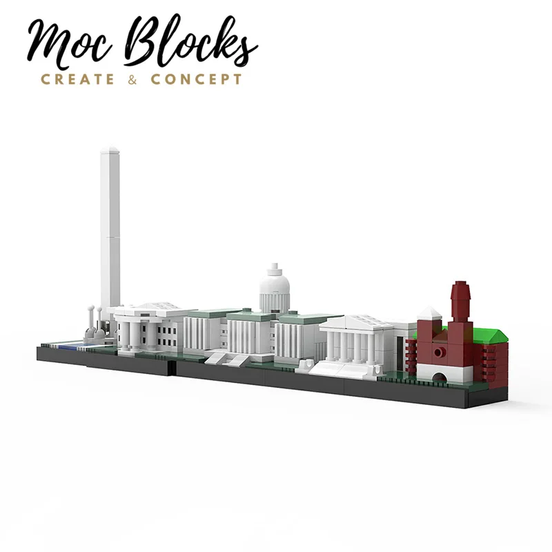 

MOC Street View Series Washington DC Skyline Diy Building Blocks Collection Architecture Model Christmas Gifts Toys For Children