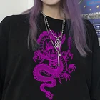 Женская Винтажная футболка в стиле хип-хоп с принтом китайского дракона, летняя модная свободная футболка в темном стиле с круглым вырезом, шикарный уличный Топ в стиле Харадзюку