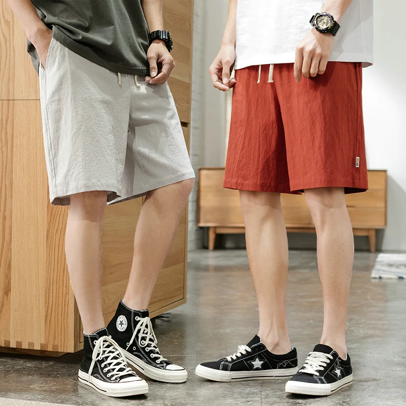 

Sinicism Store Men Solid Casual Summer Shorts Men's 2020 Linen Loose 5 Colors Sweatpants Male Oversize 5XL Knee Length Shorts
