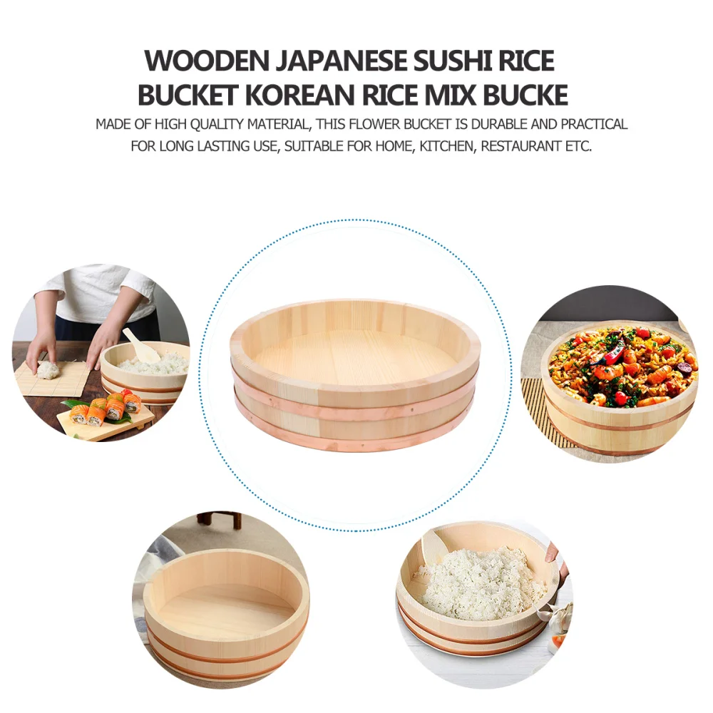 

1pc Wooden Japanese Sushi Rice Bucket Korean Rice Mix Bucket (Burlywood)