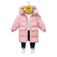 boy girls winter coats jacket kids hooded zipper 2021 new fashion patchwork thick coat mid length kids cotton clothes
