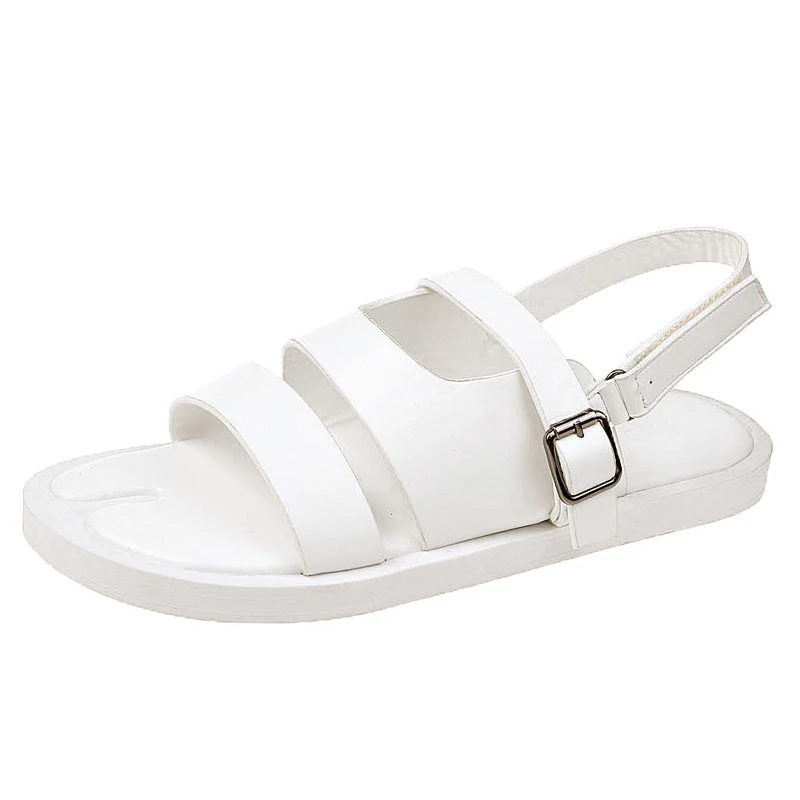 

SLHJC Summer Flat Sandals Women Rome Style Leather Shoes Flat Heel Beach Holiday Sandals